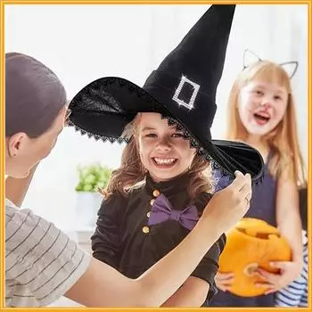 Lace Tassel Wizard Cap Black Halloween Witch Hats Simple Performance Props Style A