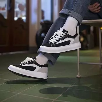 Lace-Up Flats Men All-match Male Comfortable Skate Shoe Brand Handmade Mens Sneakers Genuine Leather Men Casual Walking Shoes 36 черный белый