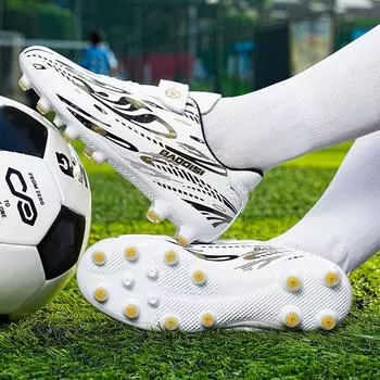 Lace-up-free Velcro Football Shoes Boys Girls Children Shredded Nails Pupil Spikes Competition Training Sports Shoes 28