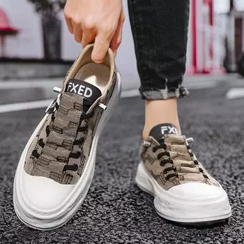Lace-up student canvas shoes four seasons Korean version one-pedal thick baseplate shoes trendy low-top lazy casual shoes 39