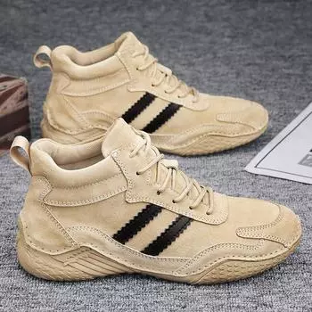 Lace-Up Stylish Men s High Top Sneakers Leather Men Winter Plush Snow Boots All-match Male Comfortable Ankle Boots Men s Shoes 38