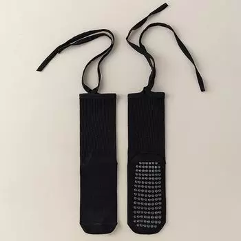 Lace-up Yoga Socks Non Slip Professional Women s Knee Socks Sports Fitness Room Socks Adult Non-Slip Socks Pilates Socks Black