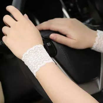 Lace Wrist Guard Ugly Tattoo Oversleeve Small Arm Women s Sun Protection Trendy Women s All-Matching Long Fake Sleeve Elbow Guard Short Gloves A section White (6cm) One size
