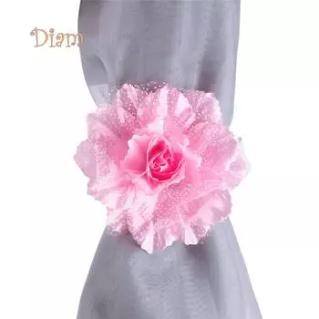 Lachepper 1 пара оконных занавесок с цветочным принтом, держатель для штор, драпировка, прозрачный ремень, домашний декор красный