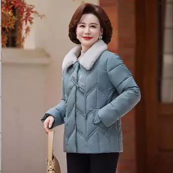 Лацкан ветрозащитный легкий утолщенный стеганый пушистый теплый теплый холодный свободный короткий секция высококачественная ткань повседневная спортивная куртка хлопковая куртка пальто XL зелёный