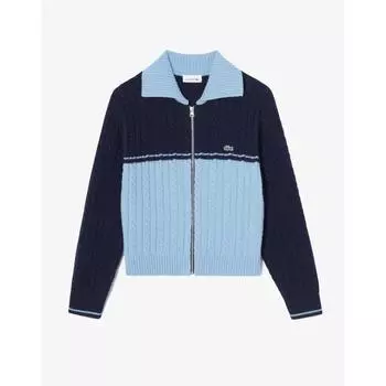 Lacoste Female Cable Color Block Collar Zip Up Af810e 54n Hde 034