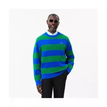 LacoSte Men S Double Face Stripe Pullover [blue Green] 004