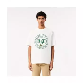 LacoSTe Men S Graphic ShorT Sleeve T ShirT [whiTe] 003