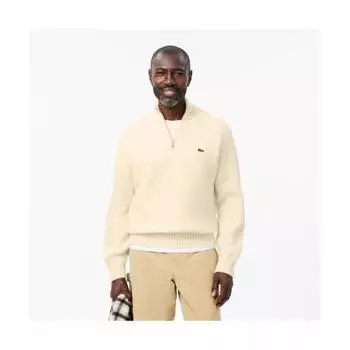 LacoSte Men S Lip TISSue Пуловер с застежкой-молнией на половину длины [кремовый] 003