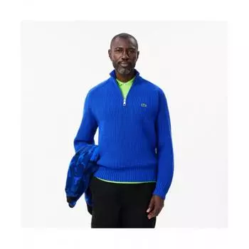 LacoSte Men S Lip TISSue Свитер с застежкой-молнией на половину длины [королевский синий] 004