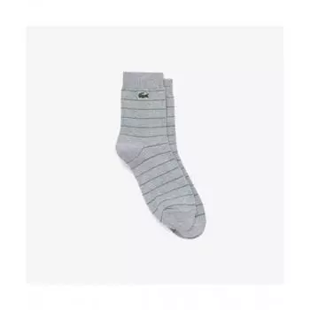 LacoSte Men S Stripe Middle SockS [malange Grey] 0TU