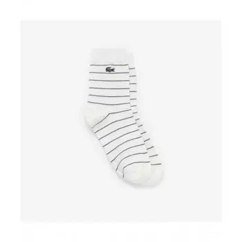LacoSte Men S Stripe Middle SockS [off White] 0TU