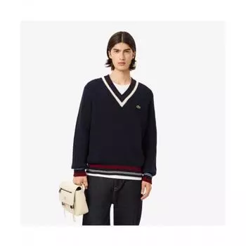 LacoSte Men S tenniS V Neck Long SleeVe Sweater [naVy] 003