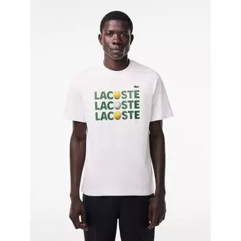 Lacoste Мужская футболка из плотного джерси с надписью Ball Graphic TH7370 54G 001 Q2NTH7370 54G001 003