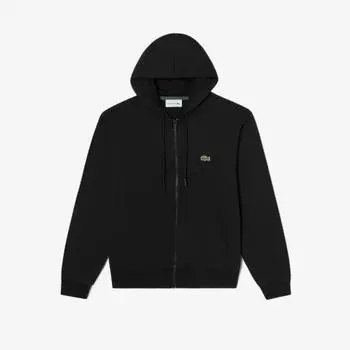 LACOSTE Мужская базовая толстовка на молнии с капюшоном [черный]