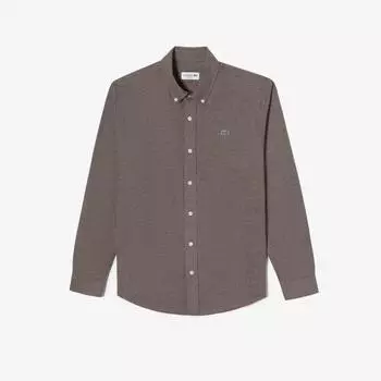 LACOSTE Мужская фланелевая рубашка в клетку [Коричневый]