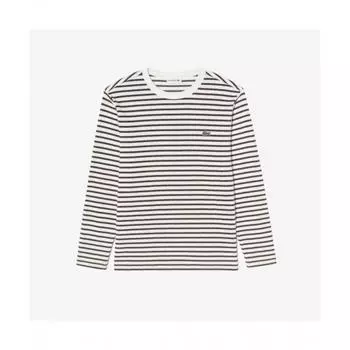 Lacoste Мужская футболка с длинным рукавом в полоску [темно-коричневая] 003