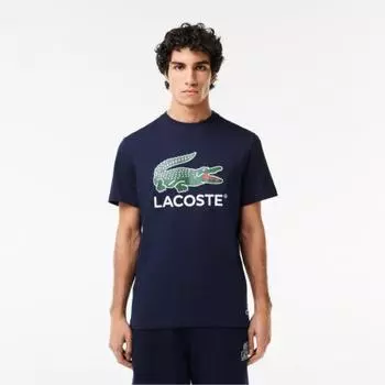 LACOSTE Мужская футболка с рисунком Big Croc [Темно-синий]