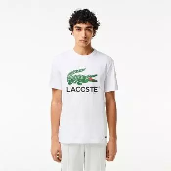 LACOSTE Мужская футболка с рисунком Big Croc [Белая]