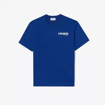 LACOSTE Мужская футболка с рисунком комиксов [синий]