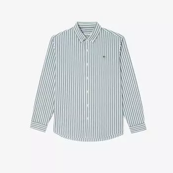 LACOSTE Мужская хлопковая рубашка в полоску для лекций [хаки] 038
