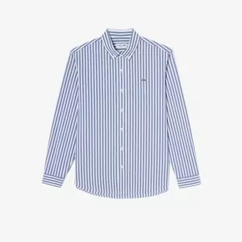 LACOSTE Мужская хлопковая рубашка в полоску для лекций [Темно-синий]