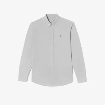 LACOSTE Мужская однотонная рубашка из джерси [Серый Меланж]