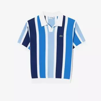 LACOSTE Мужская полосатая футболка-поло с короткими рукавами [Тёмно-синий]