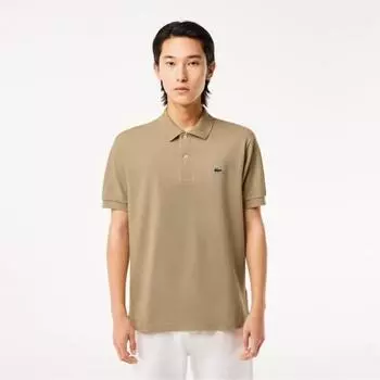 LACOSTE Мужская рубашка-поло классического кроя с короткими рукавами [бежевый] 003