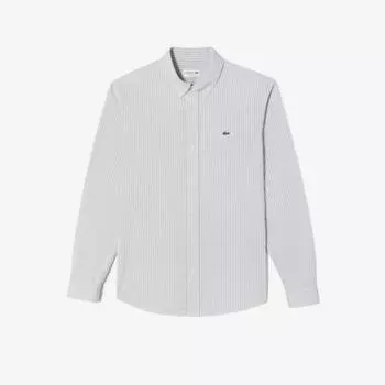 LACOSTE Мужская рубашка в полоску из джерси [Серый Меланж]