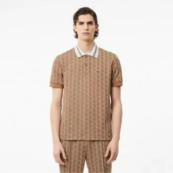 LACOSTE Мужская жаккардовая футболка-поло Monogram [Бежевый]