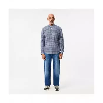 LACOSTE Мужские джинсы прямого кроя [Средне-синий] 030
