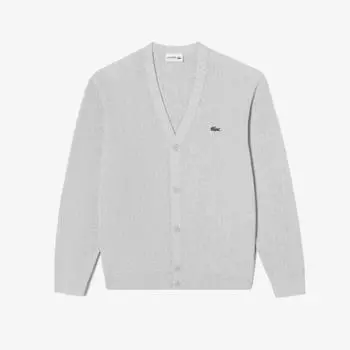 LACOSTE Мужские кольца Кольца Базовый кардиган с V-образным вырезом [Серый меланж]