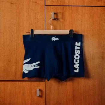 LACOSTE Мужские плавки из эластичного хлопка Mismatch, 3 шт. [Темно-синий]
