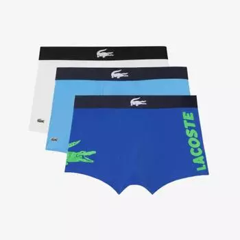 LACOSTE Мужские трусы Mismatch из эластичного хлопка, 3 шт. [Синие]