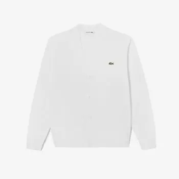 LACOSTE Мужской однотонный кардиган Lecture Pique [Белый] 005