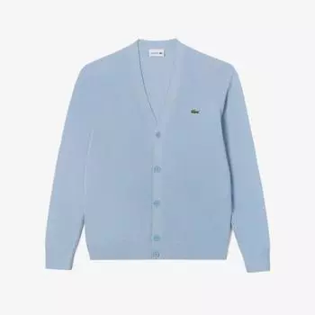 LACOSTE Мужской однотонный кардиган Lecture Pique [Голубой]