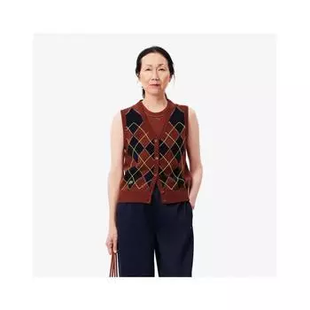 LacoSte Women S Argyle Sweater veSt Af2569 54n I62 034