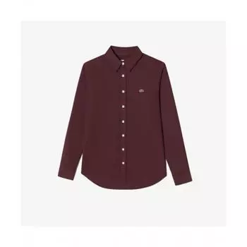 LacoSte Women S baSic Oxford Stretch Shirt [dark Brown] 036