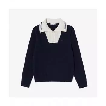 LacoSte Women S Boucle Half Zip Up Sweater [dark Navy] 034