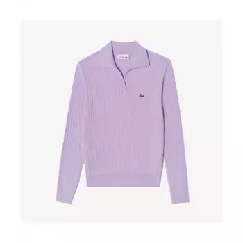 LacoSte Women S Cable Open Collar Sweater [light Purple] 034
