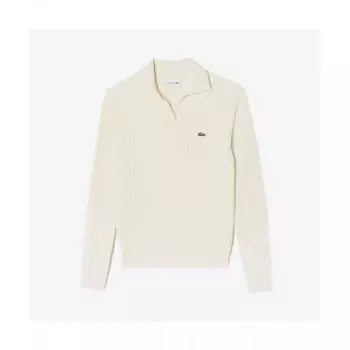 LacoSte Women S Cable Open Collar Sweater [cream] 034