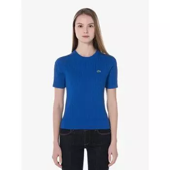 LacoSte Women S Cable Short Sleeve Crewneck Af480e 54g Bdm q2nAf480e 54gBdm 038