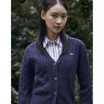 LacoSte Women S Cable V Neck Cardigan Af299e 54n 166 034
