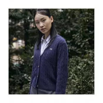 LacoSte Women S Cable V Neck Cardigan [naVy] 034