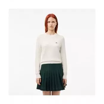 LacoSte Women S Cotton Blend Crewneck Sweater [off White] 034