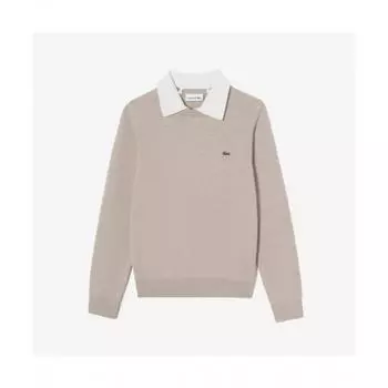 LacoSte Women S Detachable Collar Crewneck Sweater [beige] 034