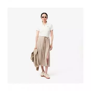 LacoSte Women S Flannel Long Pleated Skirt [beige] 034