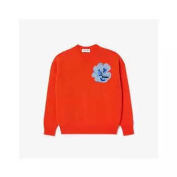 LacoSte Women S Flower Croc Crewneck Sweater Af7028 54n P40 034
