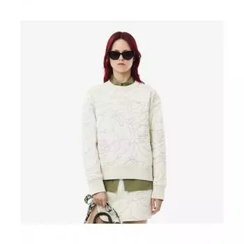 LacoSte Women S Flower Pattern reverSible Padded SweatShirt [white] 034